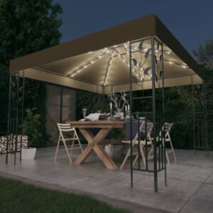 Altana ze sznurem lampek LED, 3x3 m, kolor taupe