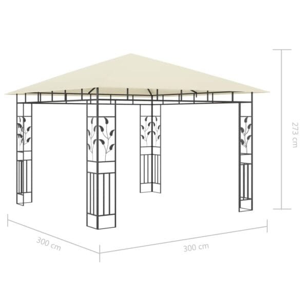 Altana z moskitierą i sznurem lampek LED, 3x3x2,73 cm, kremowa - obrazek 11