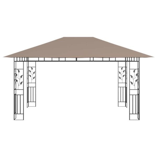 Altana z moskitierą i sznurem lampek LED, 4x3x2,73 cm, taupe - obrazek 6