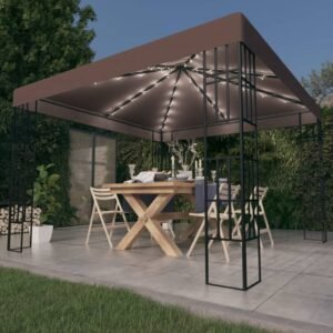 Altana ze sznurem lampek LED, 3x3 m, kolor taupe