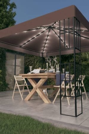 Altana ze sznurem lampek LED, 3x3 m, kolor taupe