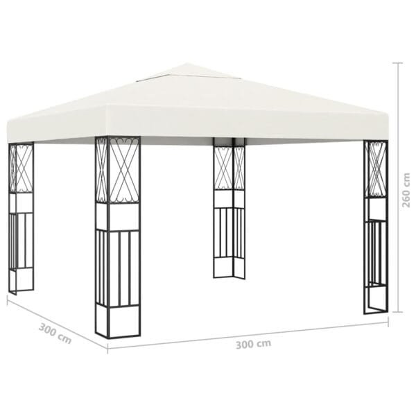 Altana ze sznurem lampek LED, 3x3 m, kremowa tkanina - obrazek 9