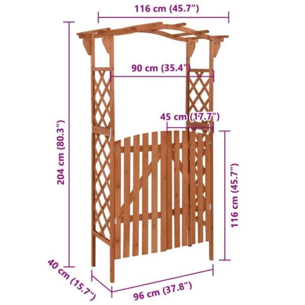 Pergola z furtką, 116x40x204 cm, lite drewno jodłowe - obrazek 6