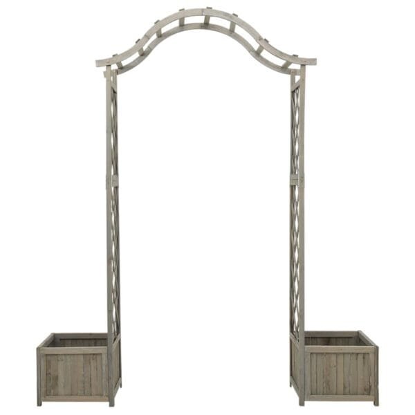 Pergola ogrodowa z donicami, szara, lite drewno jodłowe - obrazek 2