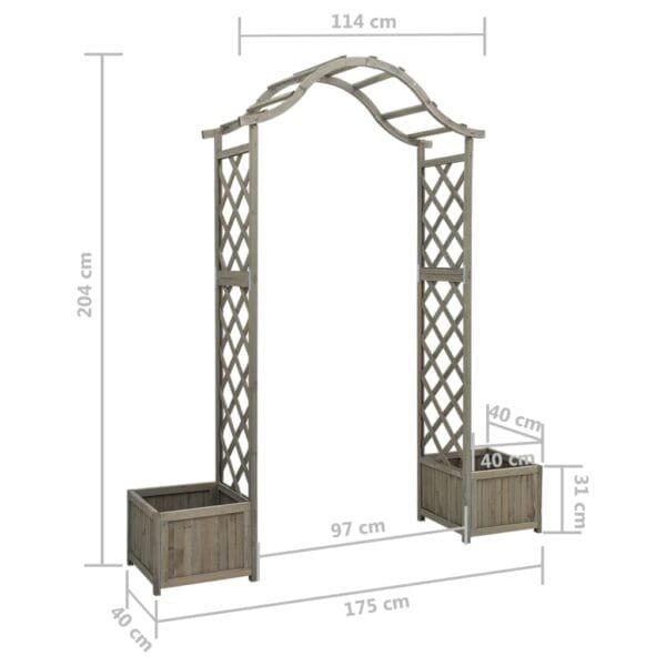 Pergola ogrodowa z donicami, szara, lite drewno jodłowe - obrazek 5