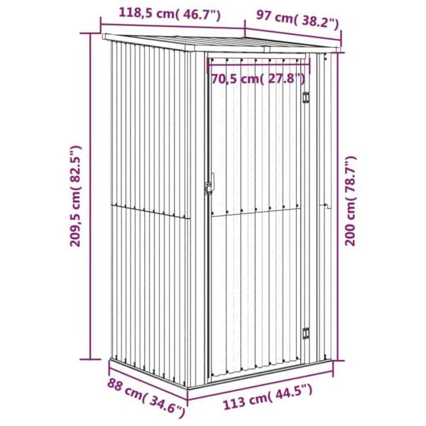 Domek ogrodowy, szopa, antracyt, 118,5x97x209,5 cm, stal galwanizowana - obrazek 8