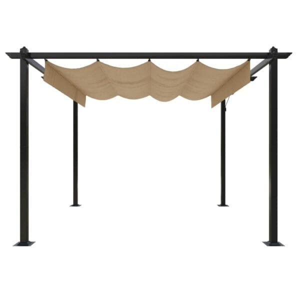 Altana ogrodowa ze zwijanym dachem, 3x3 m, kolor taupe - obrazek 5