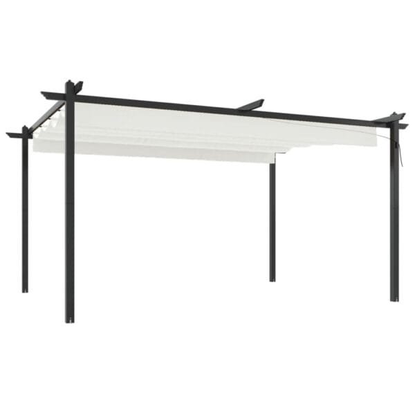 Altana ogrodowa ze zwijanym dachem, 4x3 m, kremowa - obrazek 2