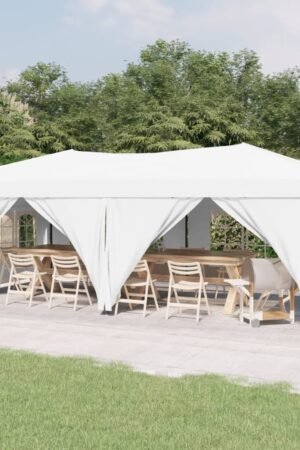 Składany namiot imprezowy ze ściankami, biały, 3x6 m