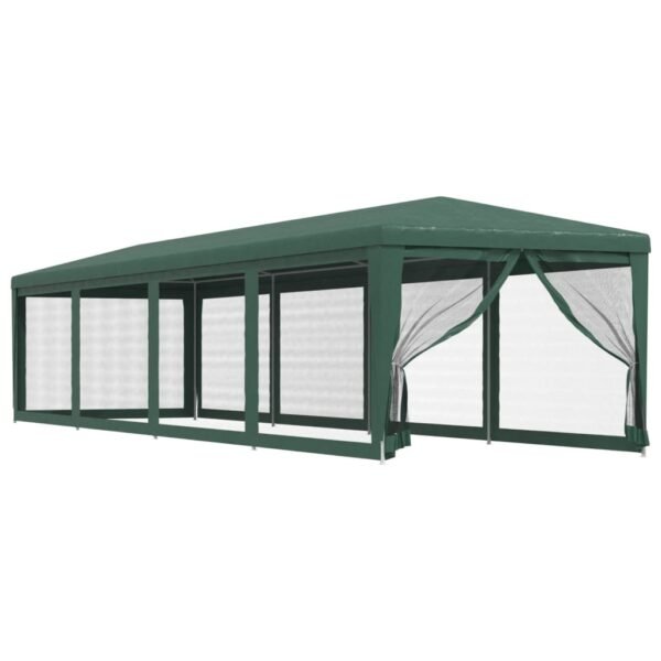 Namiot imprezowy z 10 ścianami z siatki, zielony, 3x12 m, HDPE - obrazek 2