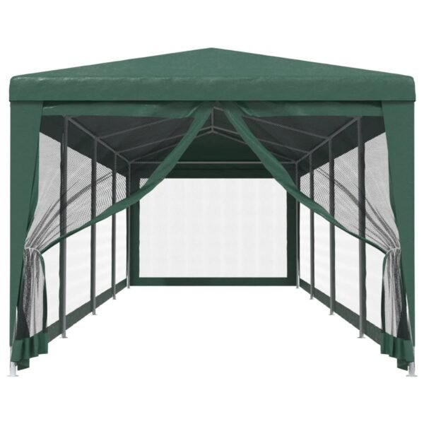 Namiot imprezowy z 10 ścianami z siatki, zielony, 3x12 m, HDPE - obrazek 3