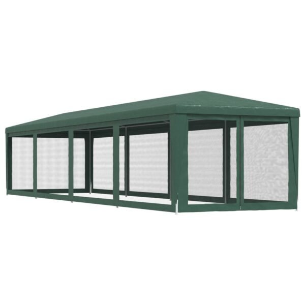Namiot imprezowy z 10 ścianami z siatki, zielony, 3x12 m, HDPE - obrazek 5