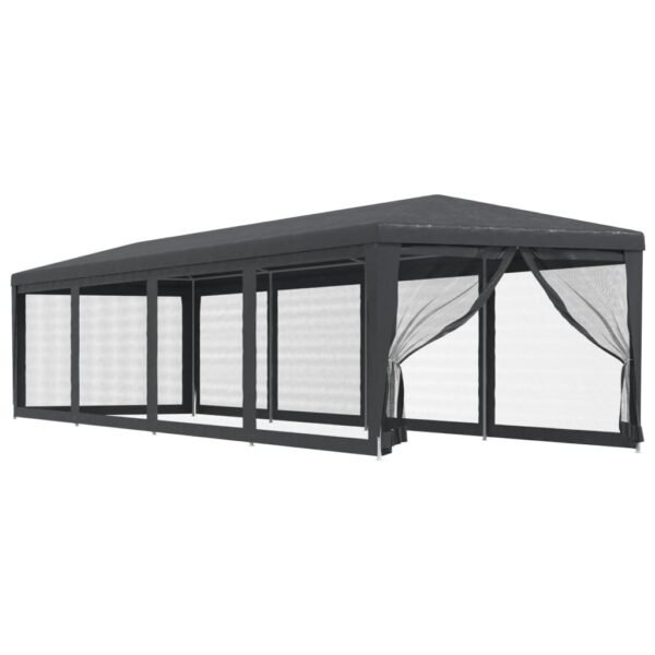 Namiot imprezowy z 10 ścianami z siatki, antracyt, 3x12 m, HDPE - obrazek 2