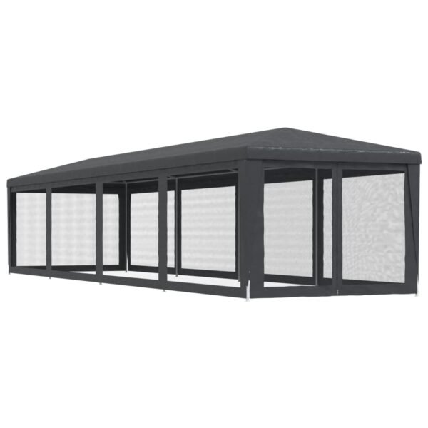 Namiot imprezowy z 10 ścianami z siatki, antracyt, 3x12 m, HDPE - obrazek 5