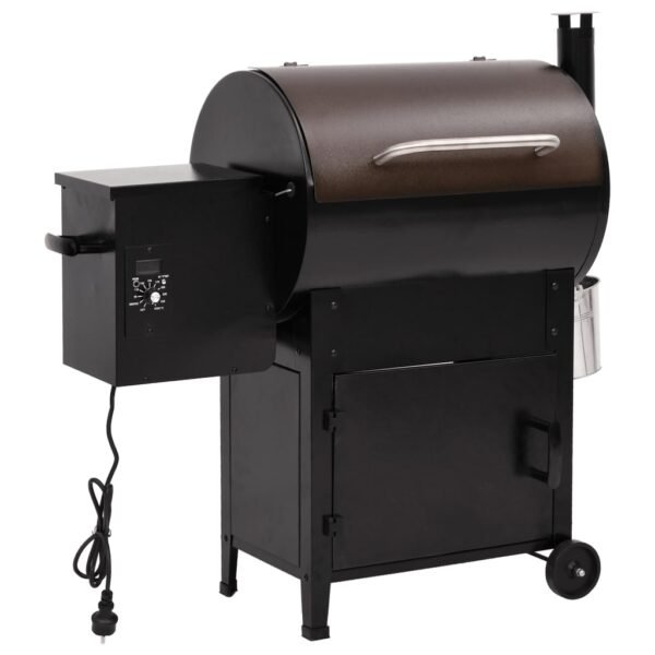 Grill na pellet z kominem, czarny, 104 cm, żelazo - obrazek 2