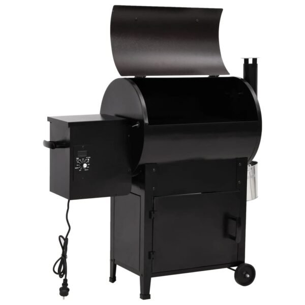 Grill na pellet z kominem, czarny, 104 cm, żelazo - obrazek 3