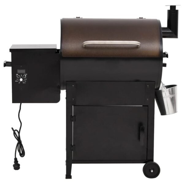 Grill na pellet z kominem, czarny, 104 cm, żelazo - obrazek 4