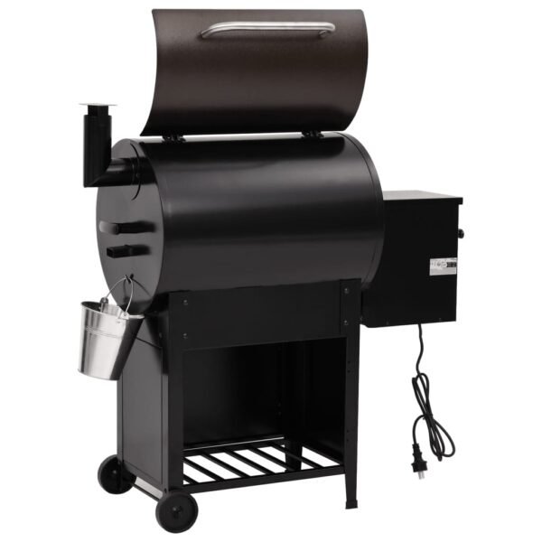 Grill na pellet z kominem, czarny, 104 cm, żelazo - obrazek 7