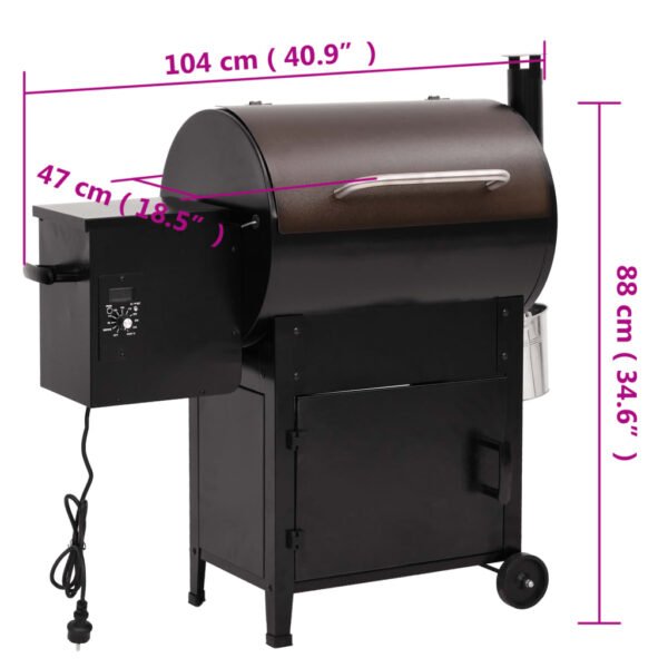 Grill na pellet z kominem, czarny, 104 cm, żelazo - obrazek 11