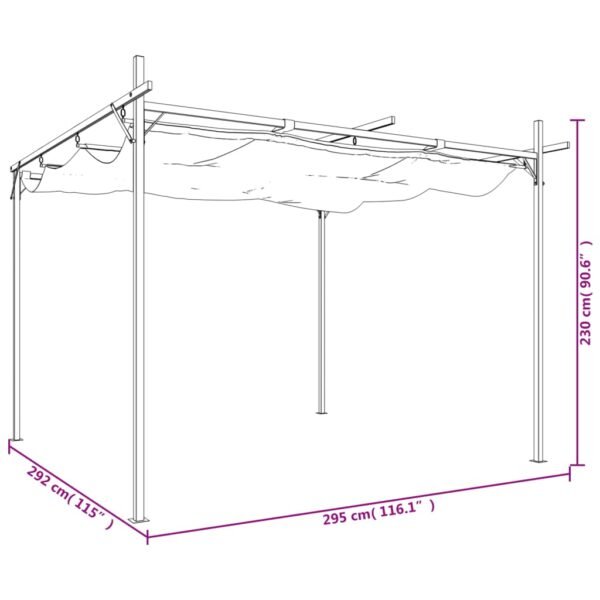 Pergola ze zwijanym dachem, antracytowa, 295x292x230 cm - obrazek 8