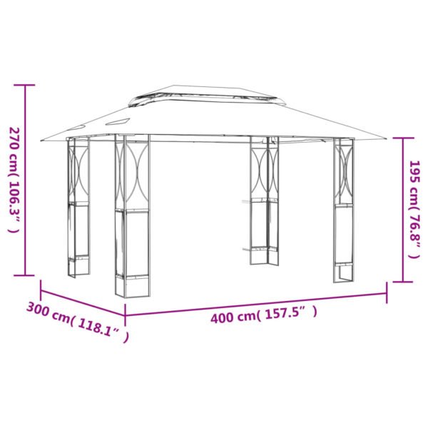 Altana z dachem, antracytowa, 400x300x270 cm, stal - obrazek 7