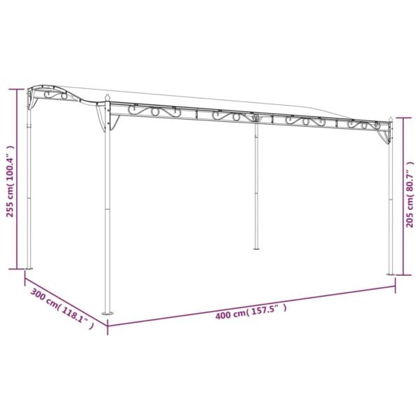 Zadaszenie, antracytowe, 4x3 m, 180 g/m², tkanina i stal - obrazek 8