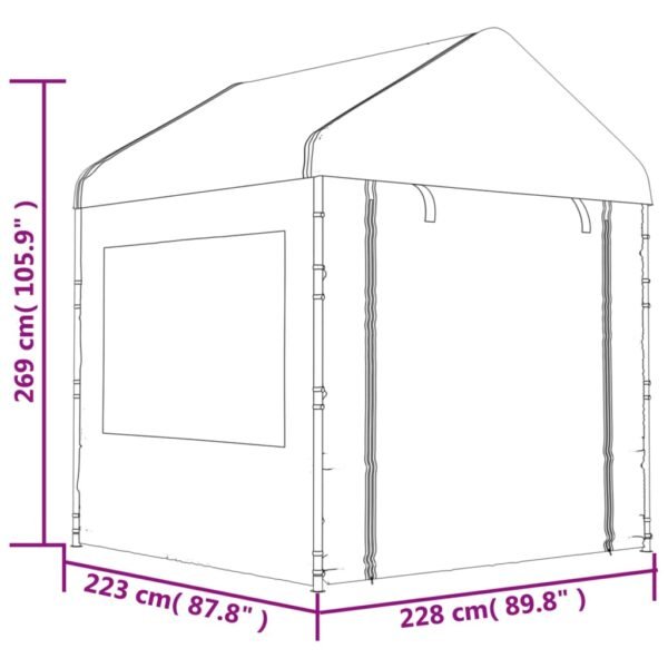 Namiot ogrodowy z dachem, biały, 4,46x2,28x2,69 m, polietylen - obrazek 8