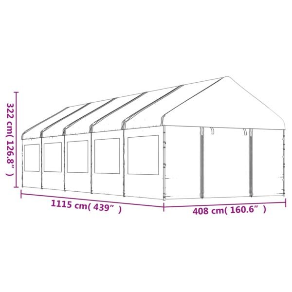 Namiot imprezowy z dachem, biały, 11,15x4,08x3,22 m, polietylen - obrazek 7