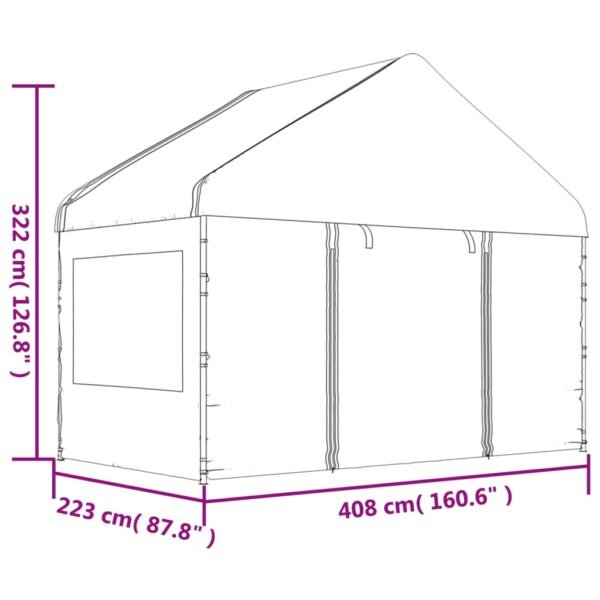 Namiot imprezowy z dachem, biały, 15,61x4,08x3,22 m, polietylen - obrazek 8