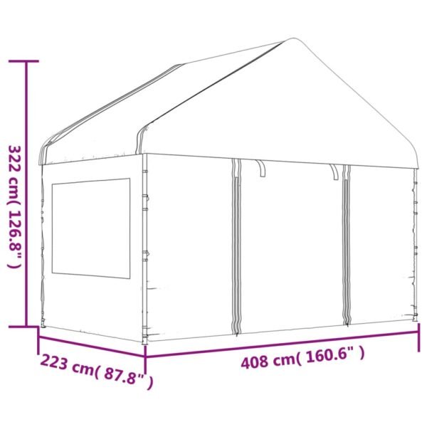 Namiot imprezowy z dachem, biały, 17,84x4,08x3,22 m, polietylen - obrazek 8