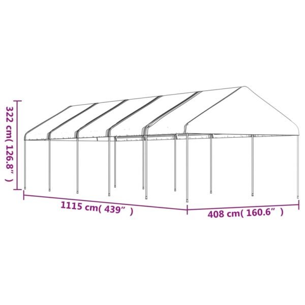 Namiot imprezowy z dachem, biały, 11,15x4,08x3,22 m, polietylen - obrazek 5