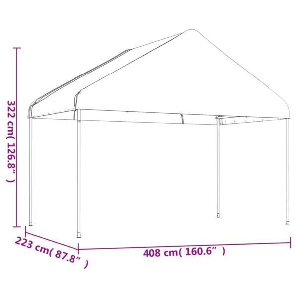 Namiot imprezowy z dachem, biały, 11,15x4,08x3,22 m, polietylen - obrazek 6