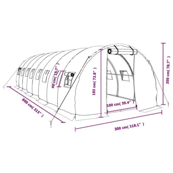 Tunel ogrodowy profesjonalny do upraw, biały, 24 m², 8x3x2 m - obrazek 12