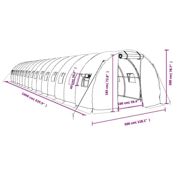 Tunel ogrodowy profesjonalny do upraw, biały, 48 m², 16x3x2 m - obrazek 12