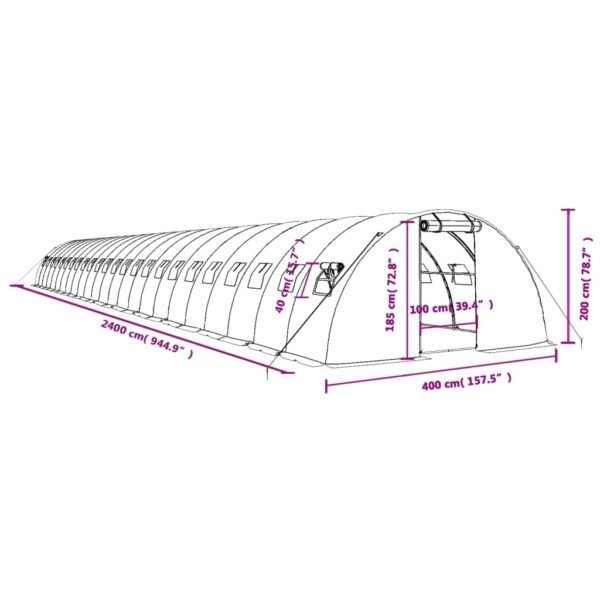 Tunel ogrodowy profesjonalny do upraw, zielony, 96 m², 24x4x2 m - obrazek 12