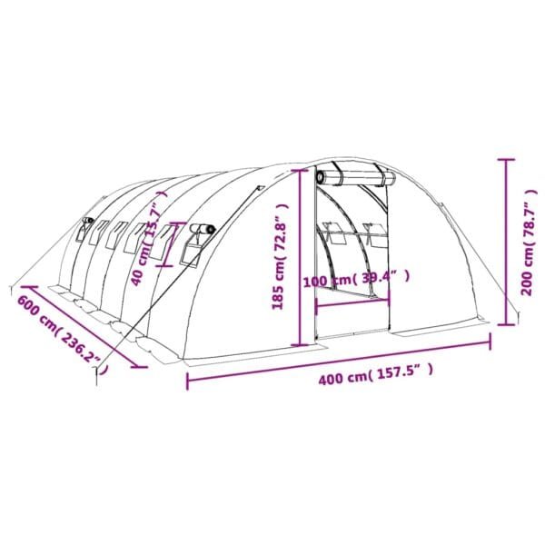Tunel ogrodowy profesjonalny do upraw, biały, 24 m², 6x4x2 m - obrazek 12