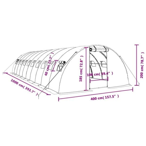 Tunel ogrodowy profesjonalny do upraw, biały, 40 m², 10x4x2 m - obrazek 12