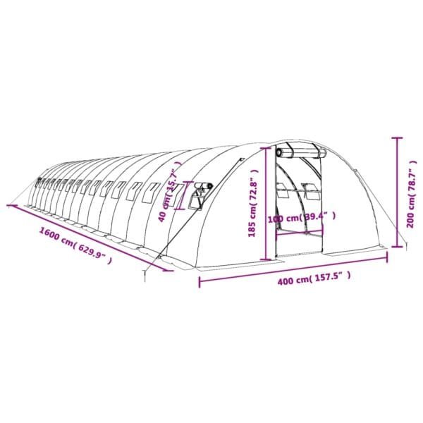 Tunel ogrodowy profesjonalny do upraw, biały, 64 m², 16x4x2 m - obrazek 12