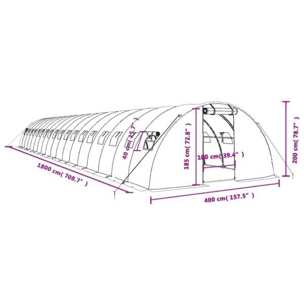 Tunel ogrodowy profesjonalny do upraw, biały, 72 m², 18x4x2 m - obrazek 12