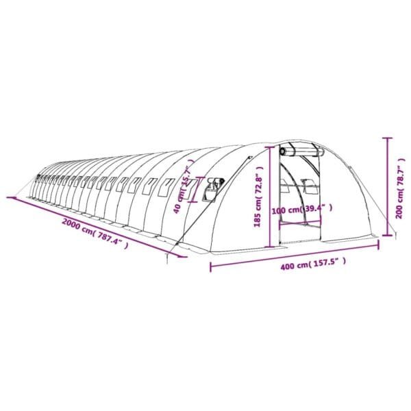 Tunel ogrodowy profesjonalny do upraw, biały, 80 m², 20x4x2 m - obrazek 12