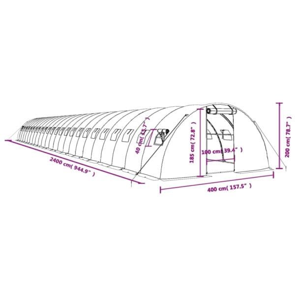 Tunel ogrodowy profesjonalny do upraw, biały, 96 m², 24x4x2 m - obrazek 12