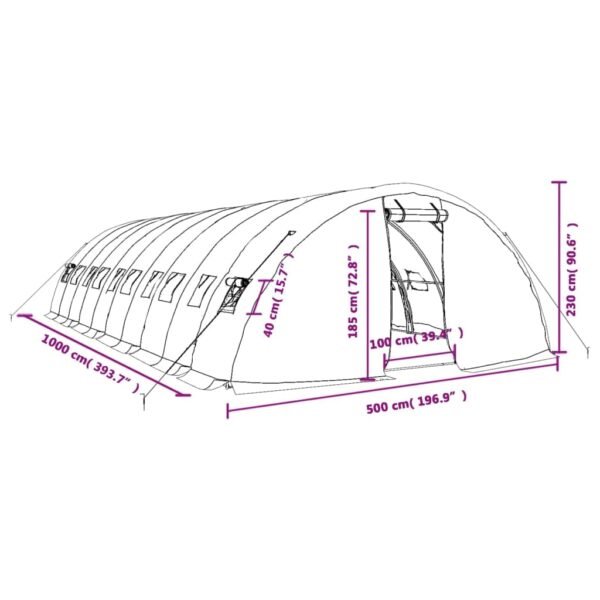 Tunel ogrodowy profesjonalny do upraw, zielony, 50 m², 10x5x2,3 m - obrazek 12