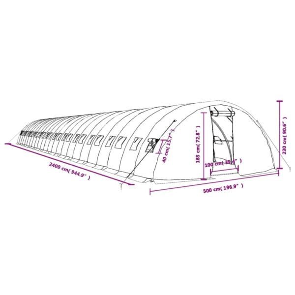 Tunel ogrodowy profesjonalny do upraw, zielony, 120 m², 24x5x2,3 m - obrazek 12