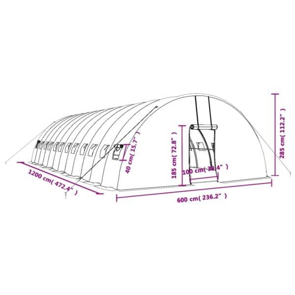 Tunel ogrodowy profesjonalny do upraw, zielony, 72 m², 12x6x2,85 m - obrazek 12