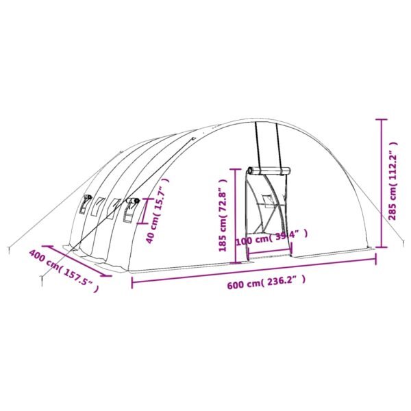 Tunel ogrodowy profesjonalny do upraw, biały, 24 m², 6x4x2,85 m - obrazek 12