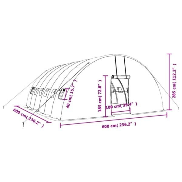 Tunel ogrodowy profesjonalny do upraw, biały, 36 m², 6x6x2,85 m - obrazek 12