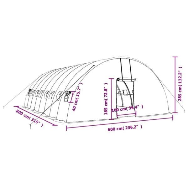 Tunel ogrodowy profesjonalny do upraw, biały, 48 m², 8x6x2,85 m - obrazek 12
