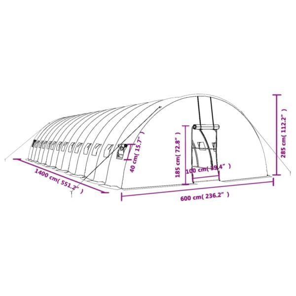 Tunel ogrodowy profesjonalny do upraw, biały, 84 m², 14x6x2,85 m - obrazek 12