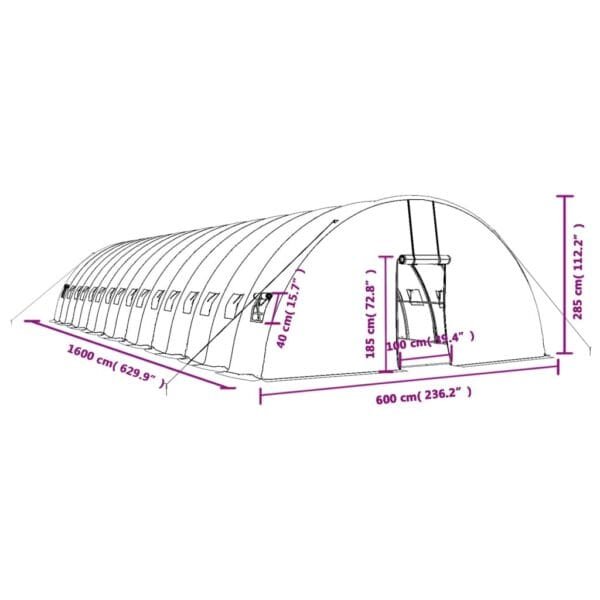 Tunel ogrodowy profesjonalny do upraw, biały, 96 m², 16x6x2,85 m - obrazek 12