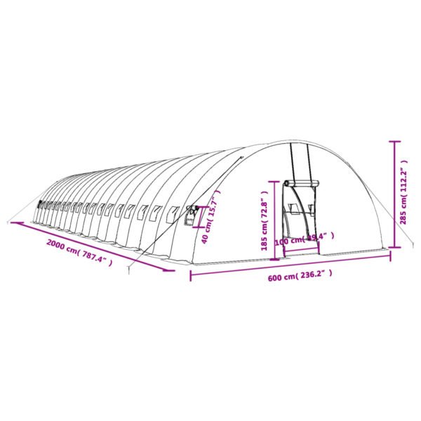 Tunel ogrodowy profesjonalny do upraw, biały, 120 m², 20x6x2,85 m - obrazek 12